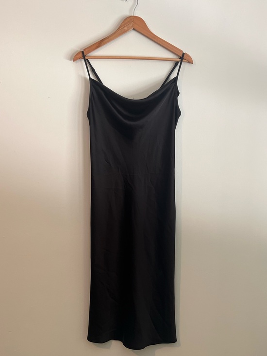 Aqua Dresses & Skirts - Aqua Black Satin Midi Slip Dress